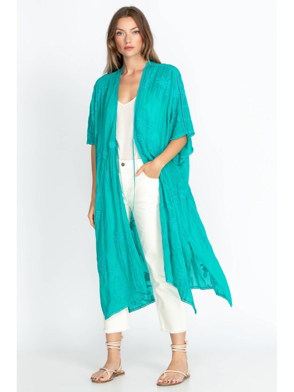 NWT Johnny Was Teal Palm Georgia Kimono O/S